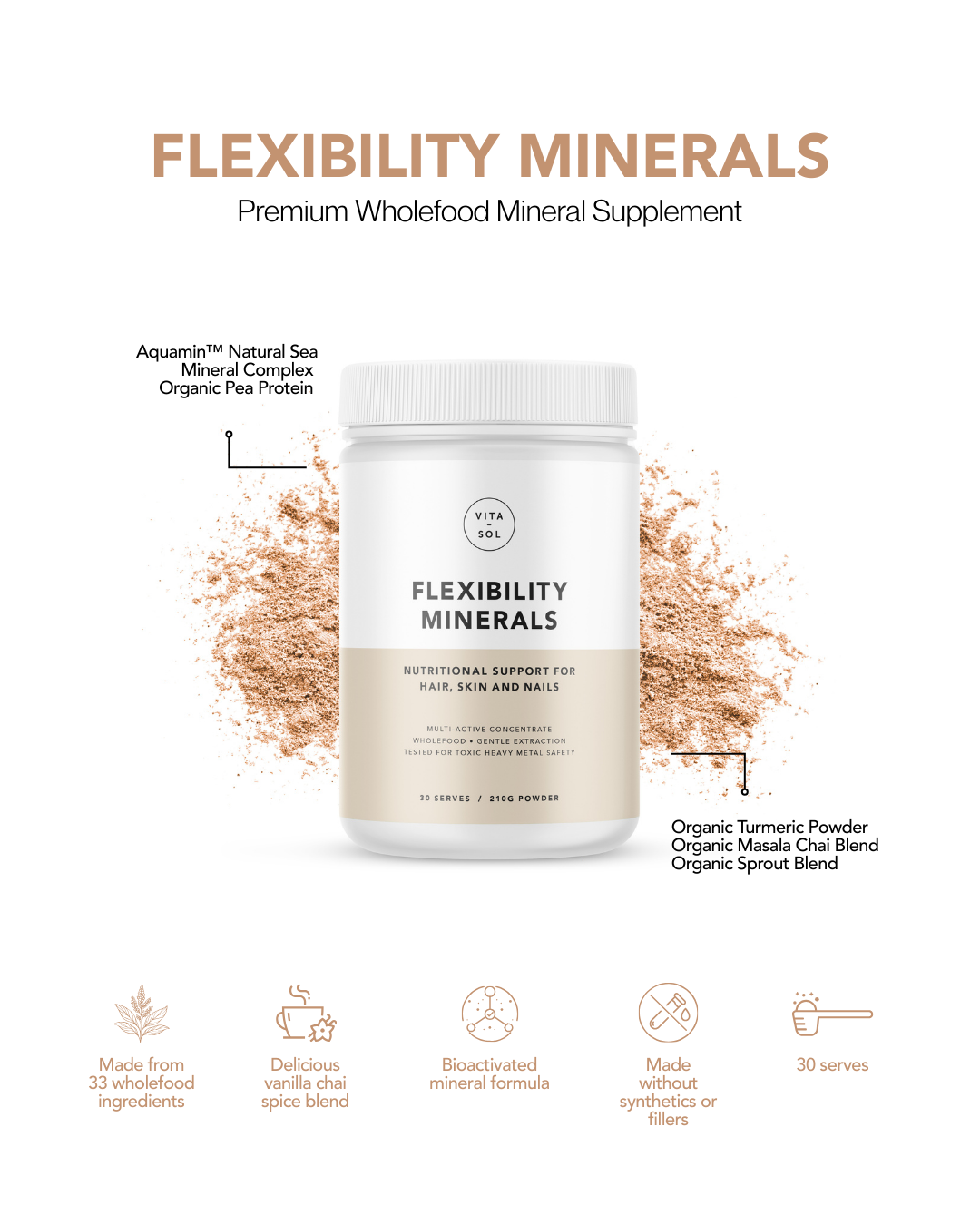VITA-SOL Flexibility Minerals Ingestible Skin Support 210g